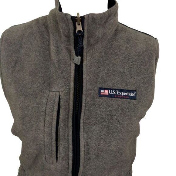 US Expedition Jacket Full Zip Sleeveless Outdoor Gray Blue - Picture 2 of 5